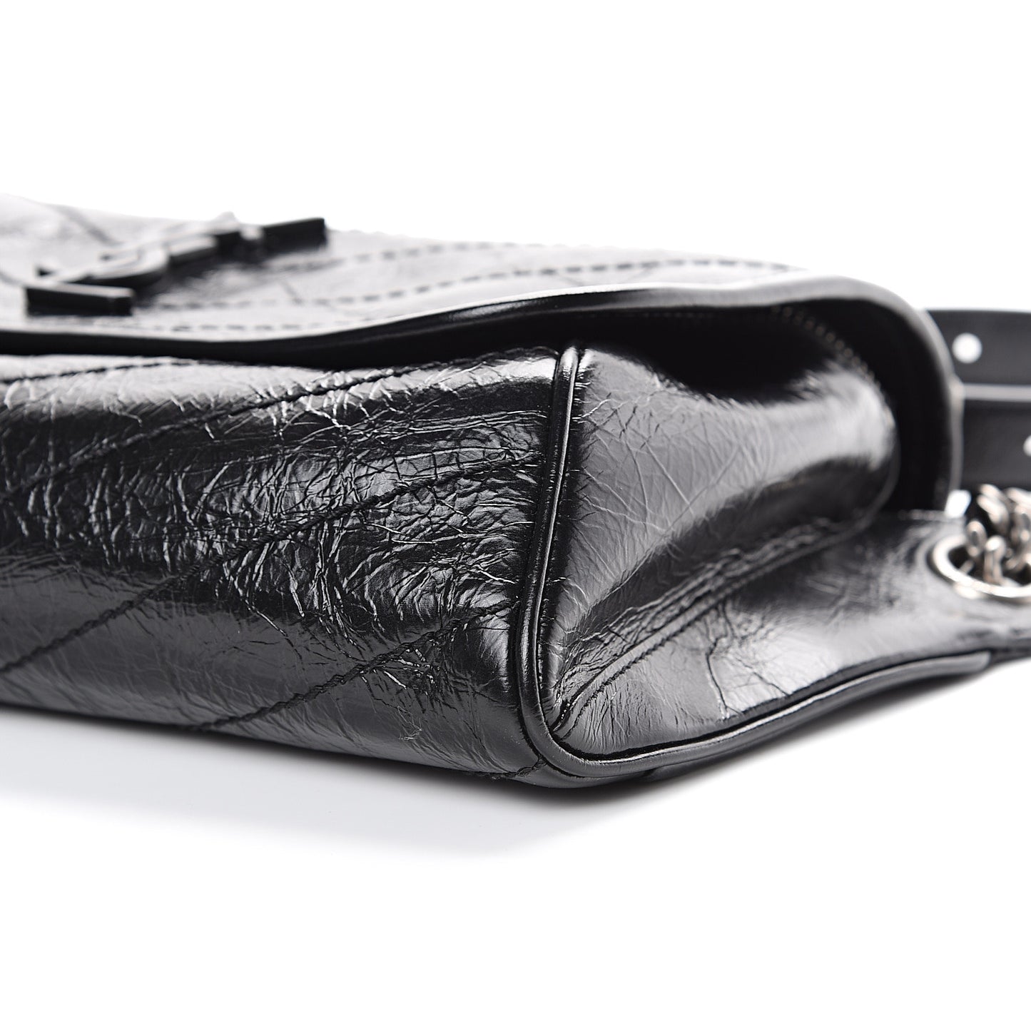 Crinkled Calfskin Matelasse Monogram Niki Body Bag Black