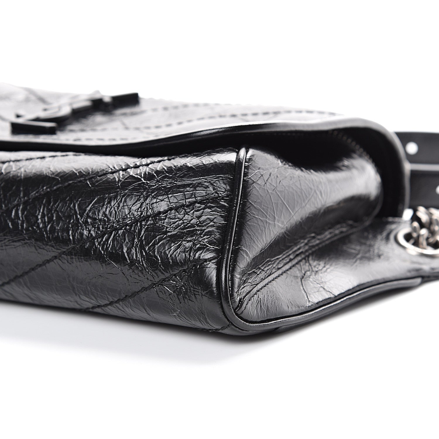 Saint Laurent Crinkled Calfskin Matelasse Monogram Niki Body Bag Black 8 of 8