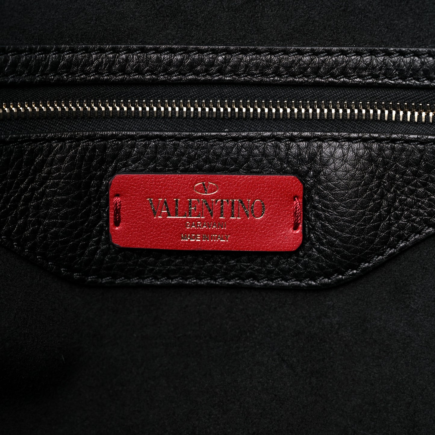Grained Calfskin Rockstud Shoulder Tote Black