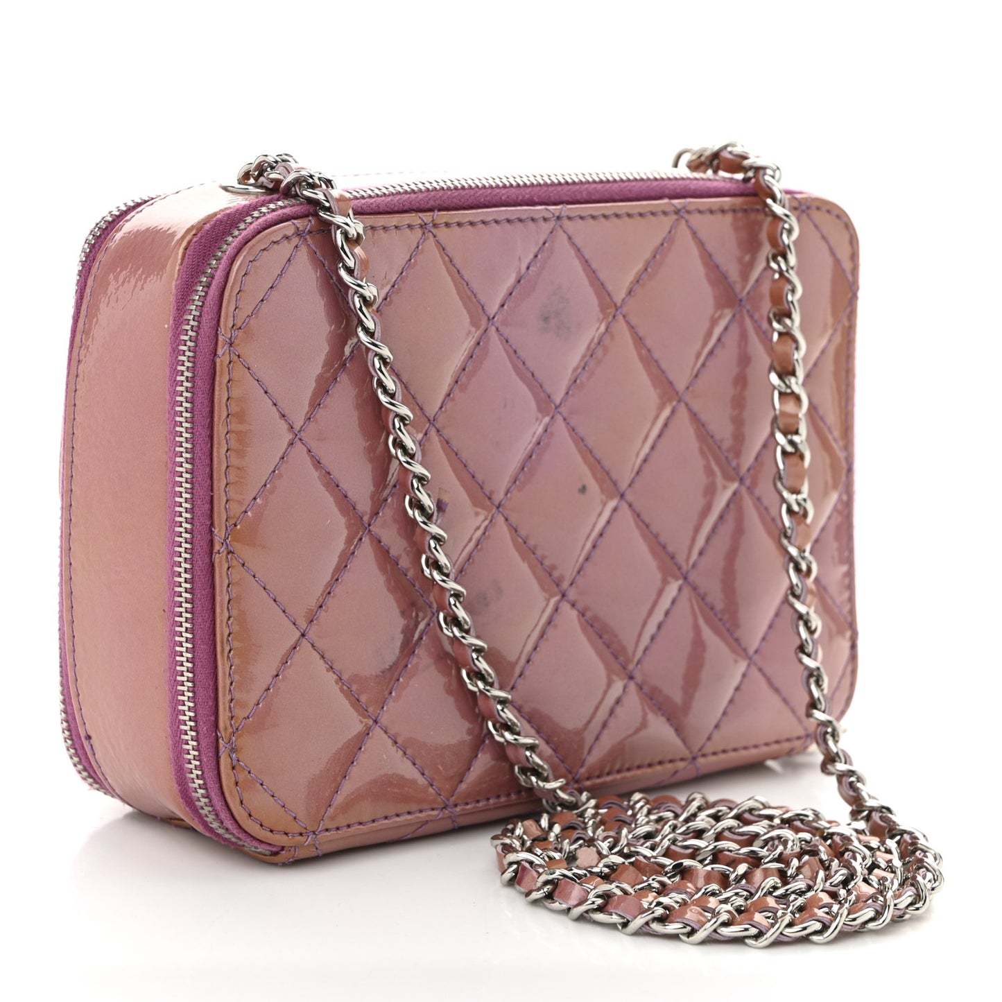 Patent Quilted Small Pocket Box Camera Case Purple