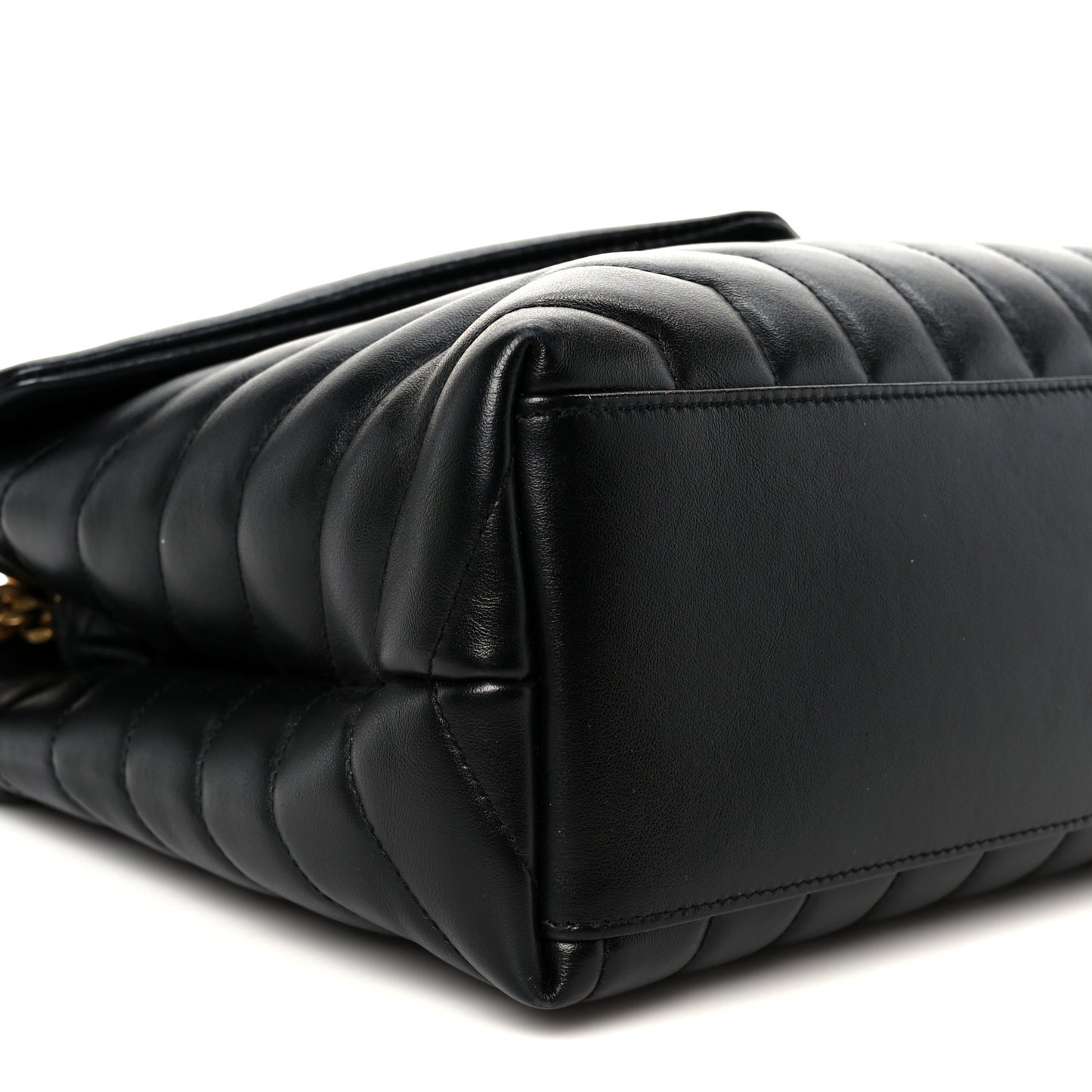 Calfskin Y Quilted Monogram Medium Loulou Chain Satchel Black