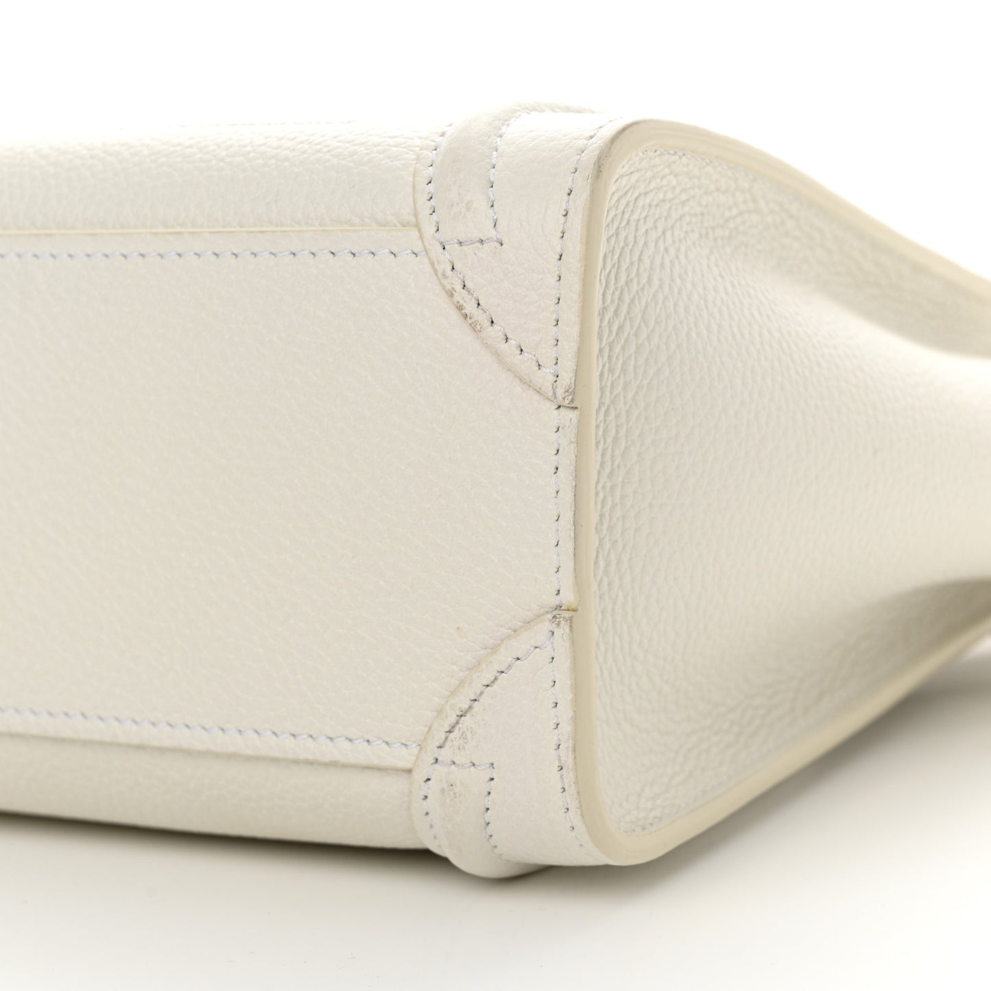 Drummed Calfskin Nano Luggage White