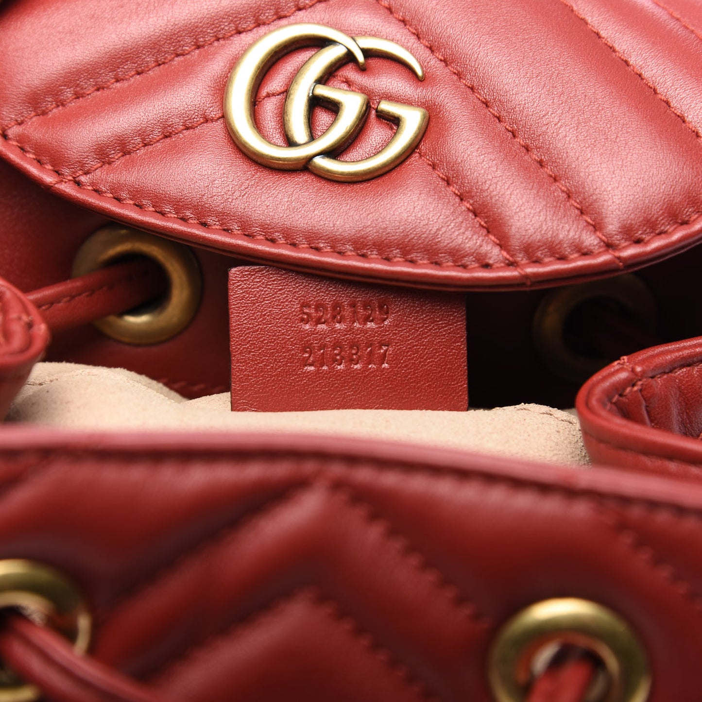 Calfskin Matelasse GG Marmont Flap Backpack Hibiscus Red