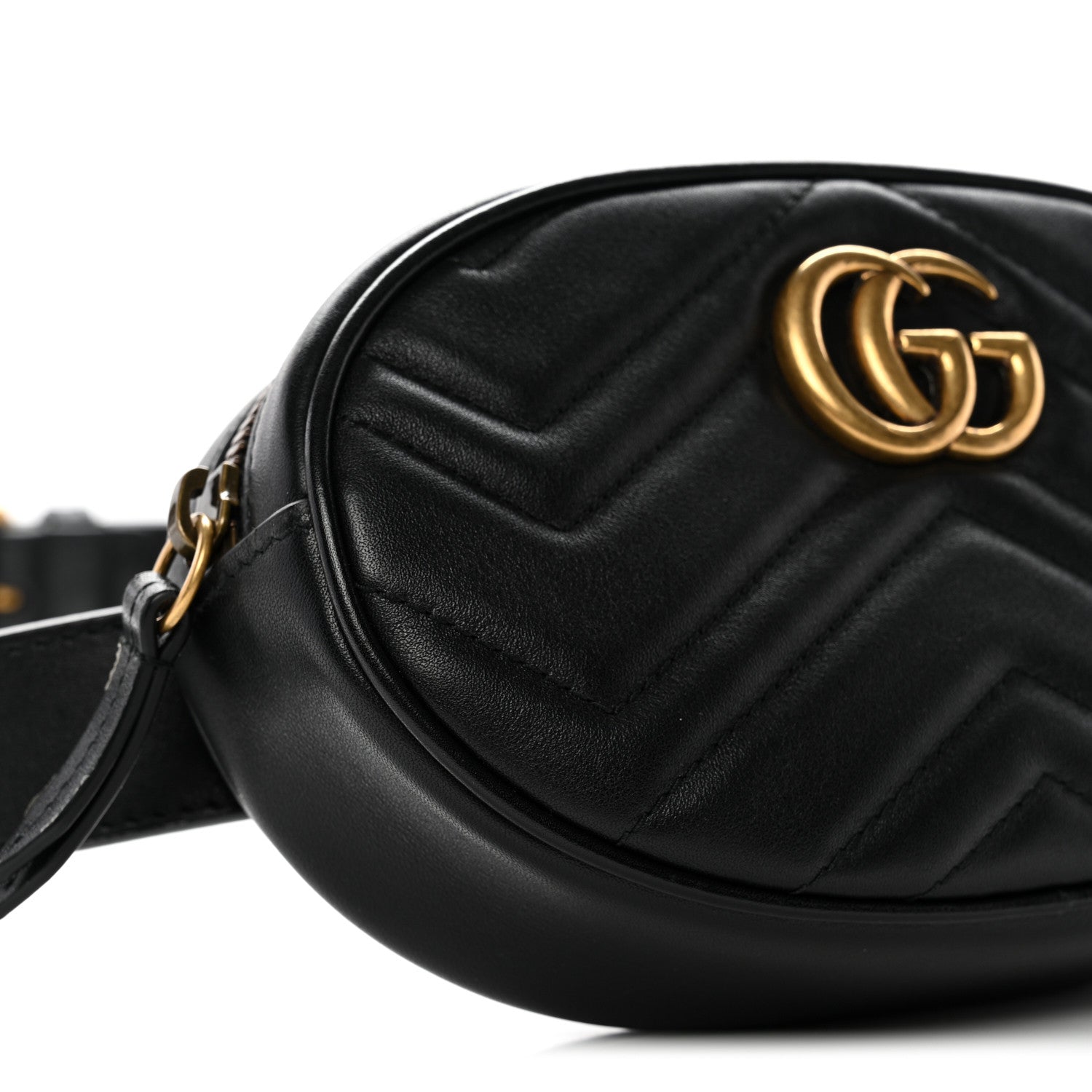 Gucci Calfskin Matelasse GG Marmont Belt Bag 95 38 Black 9 of 10