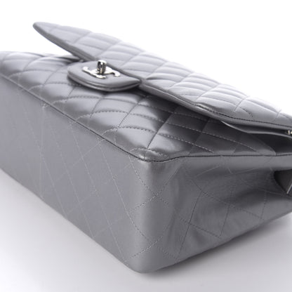 Chanel Metallic Lambskin Quilted Jumbo Double Flap Grey 5 of 9