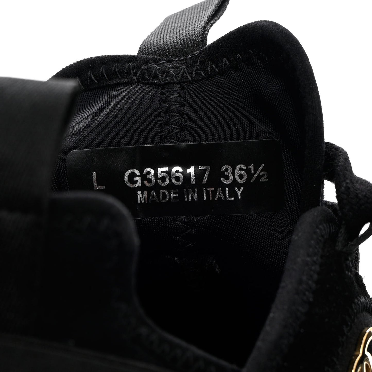 Velvet Calfskin Mixed Fibers CC Sneakers 36.5 Black