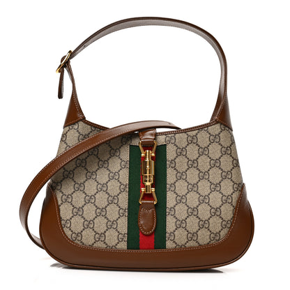 Gucci GG Supreme Monogram Azalea Calfskin Web Small Jackie 1961 Hobo Beige Ebony Brown Sugar 1 of 9