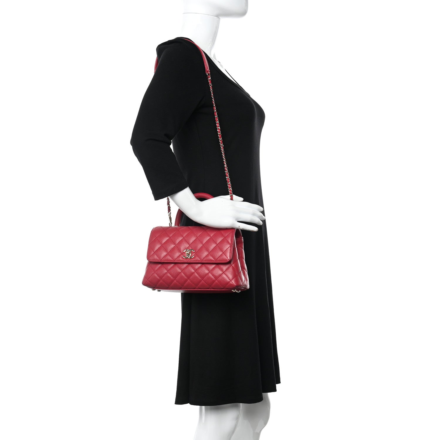 Chanel Caviar Quilted Mini Coco Handle Flap Dark Pink 2 of 14