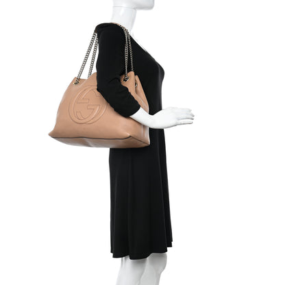 Gucci Pebbled Calfskin Medium Soho Chain Shoulder Bag Rose Beige 3 of 16