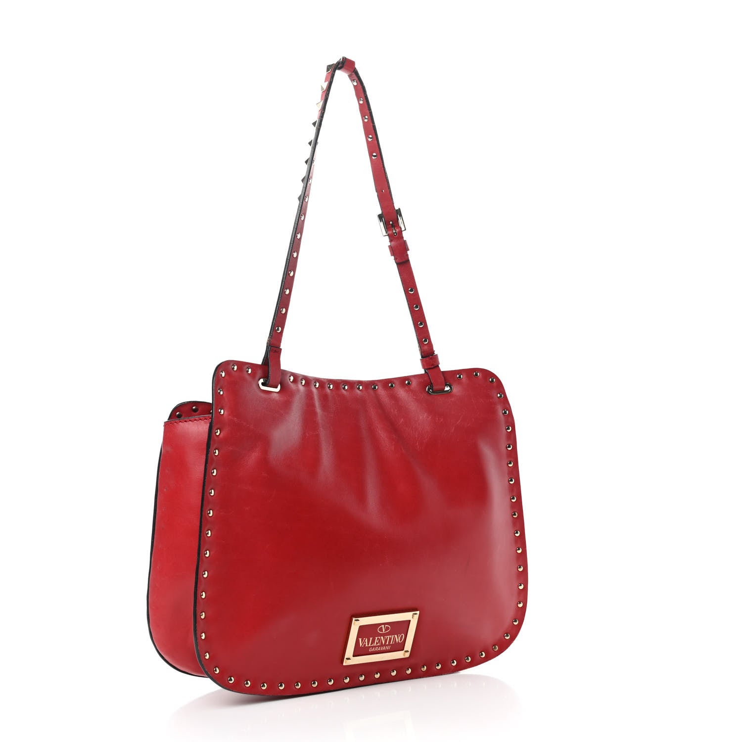 Valentino Garavani Vitello Rockstud Shoulder Satchel Rosso Valentino 3 of 9