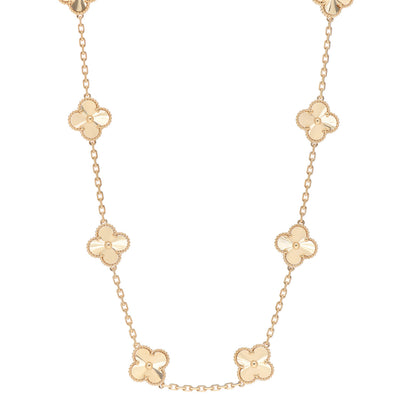 Van Cleef & Arpels 18K Yellow Gold 10 Motifs Guilloche Vintage Alhambra Necklace 1 of 5