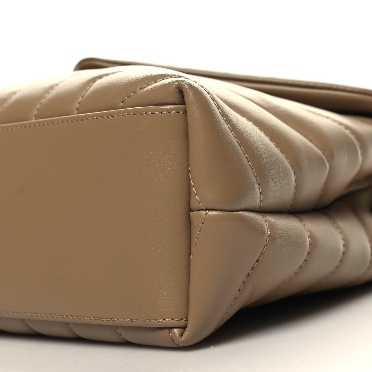 Calfskin Y Quilted Monogram Small Loulou Chain Satchel Dark Beige