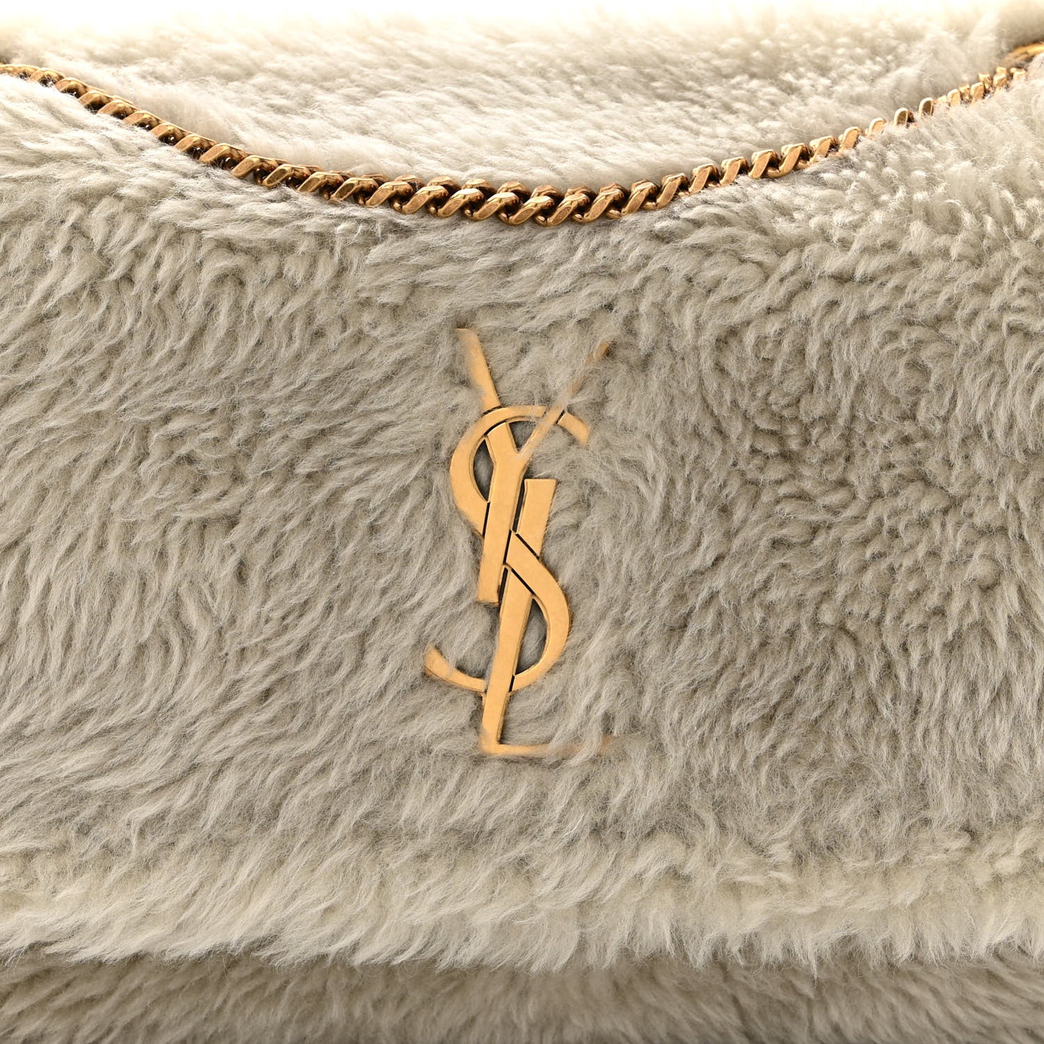 Saint Laurent Shearling Medium Monogram Kate Satchel Grey 8 of 13