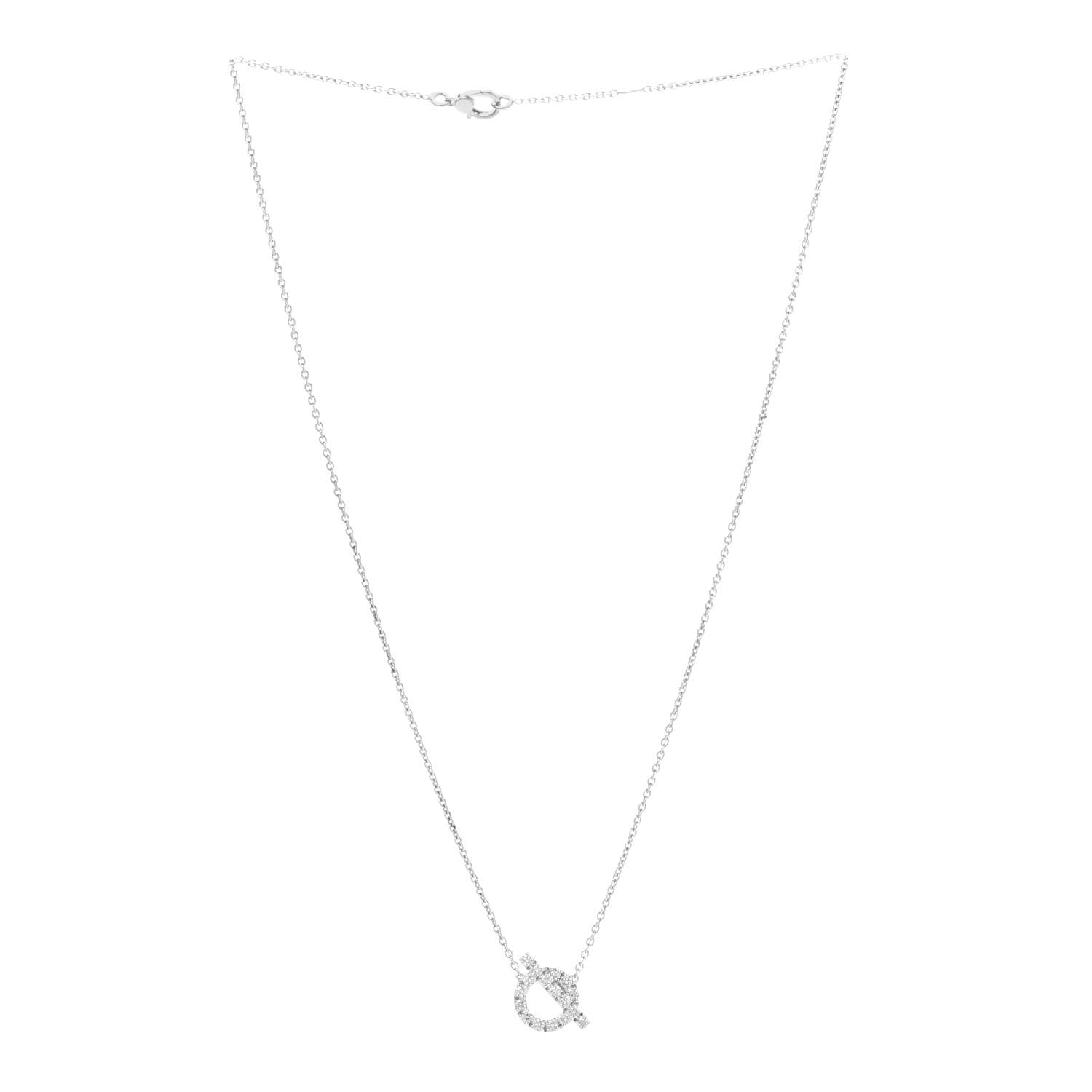 Hermes 18K White Gold Diamond Finesse Pendant Necklace 3 of 7