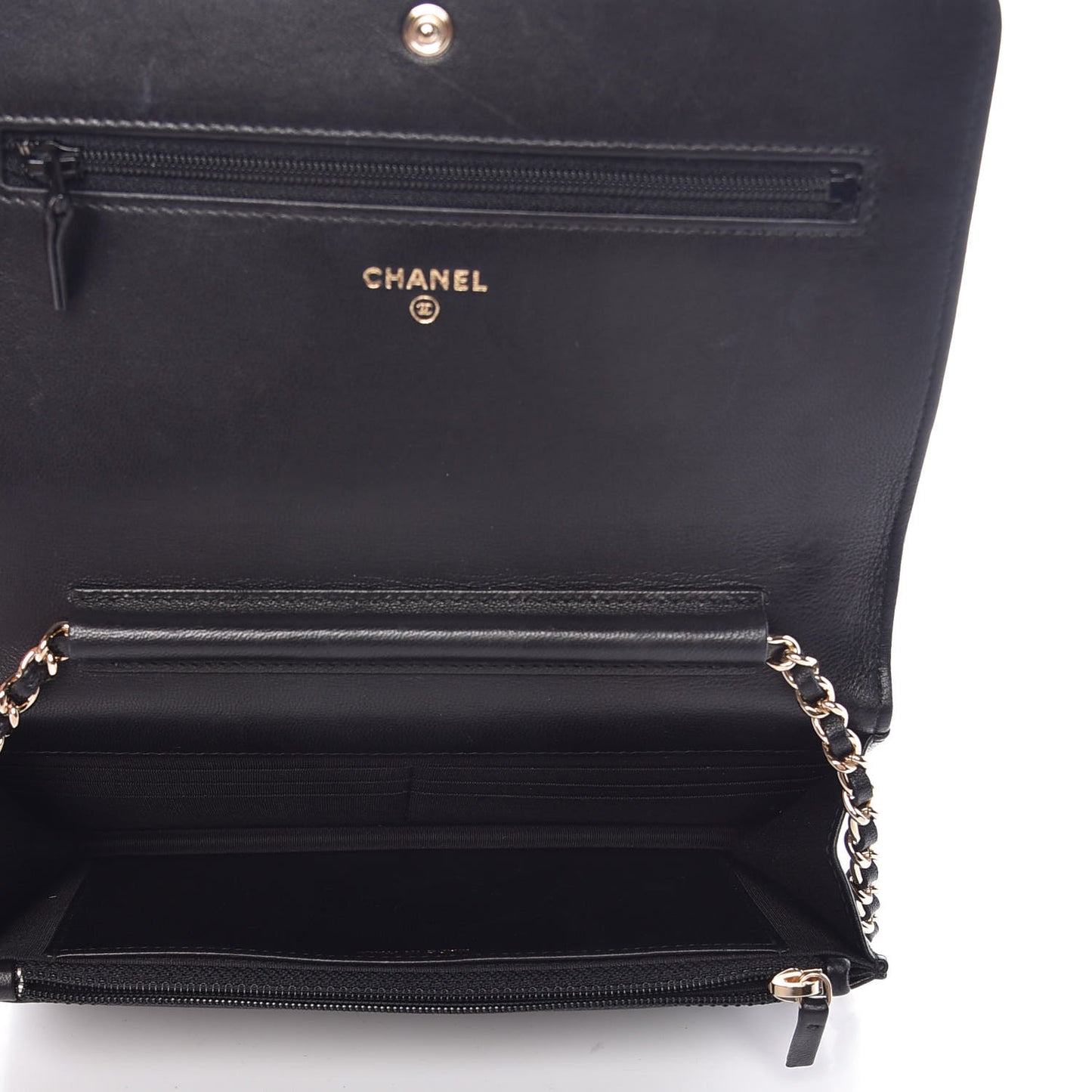 Goatskin Quilted Diamond CC Wallet On Chain WOC Black