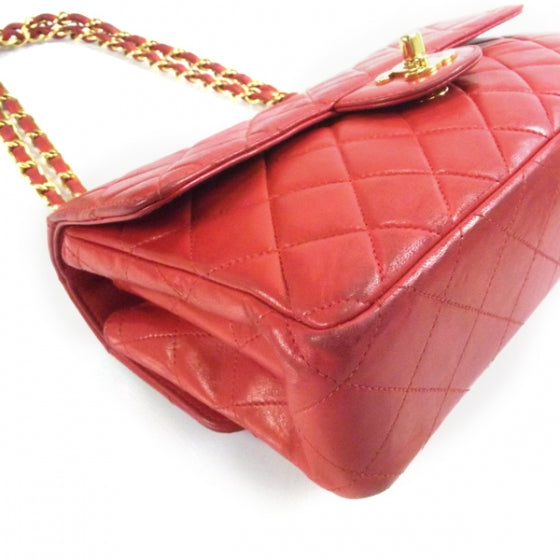 Lambskin Double Sided Small Flap Red