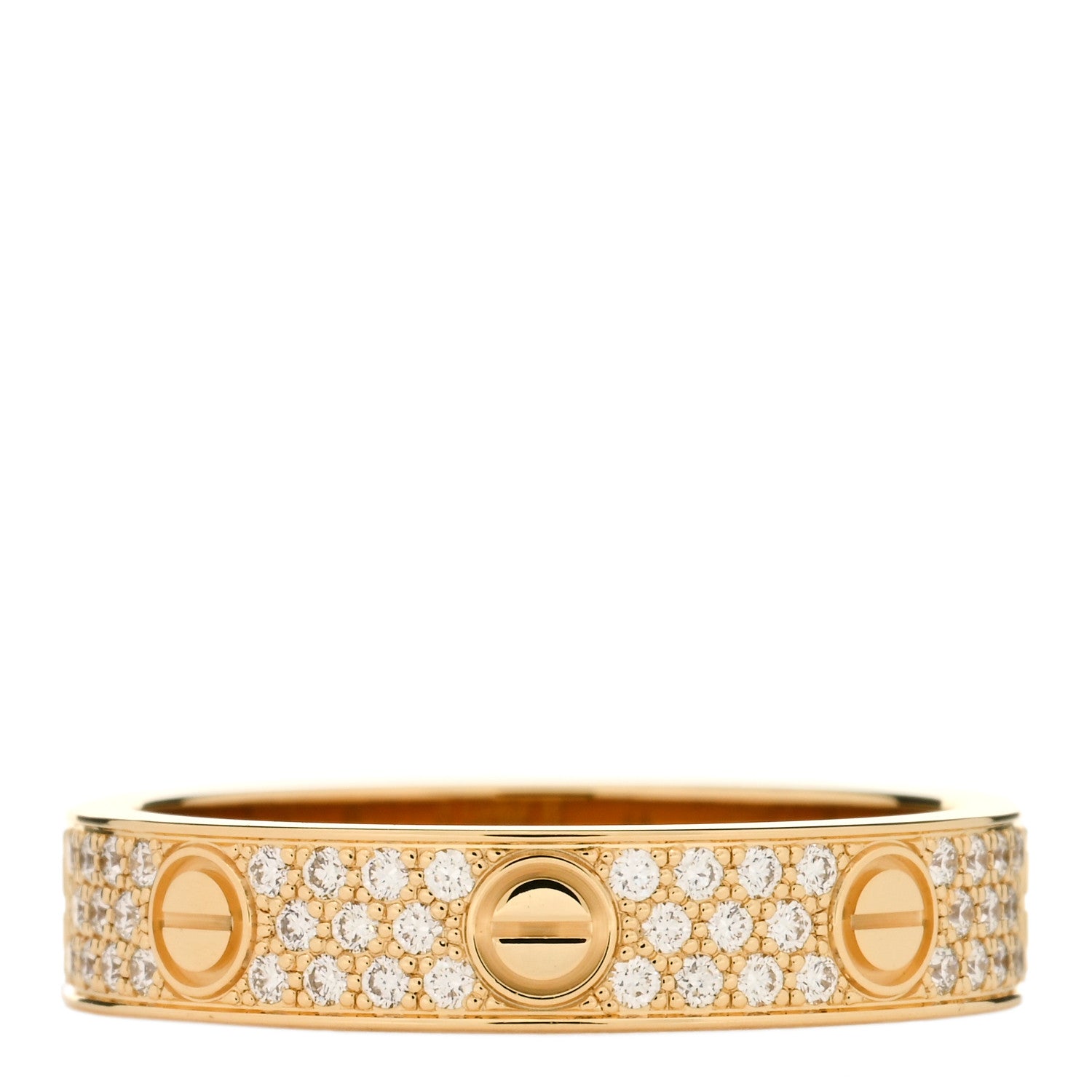 Cartier 18K Yellow Gold Diamond 4mm LOVE Wedding Paved Band Ring 52 6 2 of 3