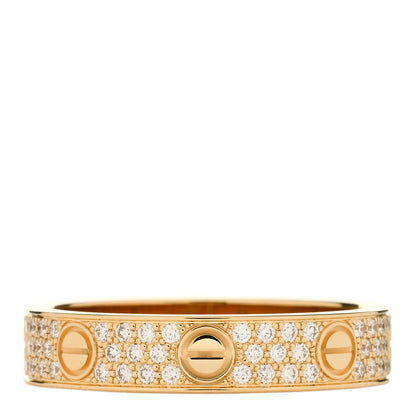 Cartier 18K Yellow Gold Diamond 4mm LOVE Wedding Paved Band Ring 52 6 2 of 3