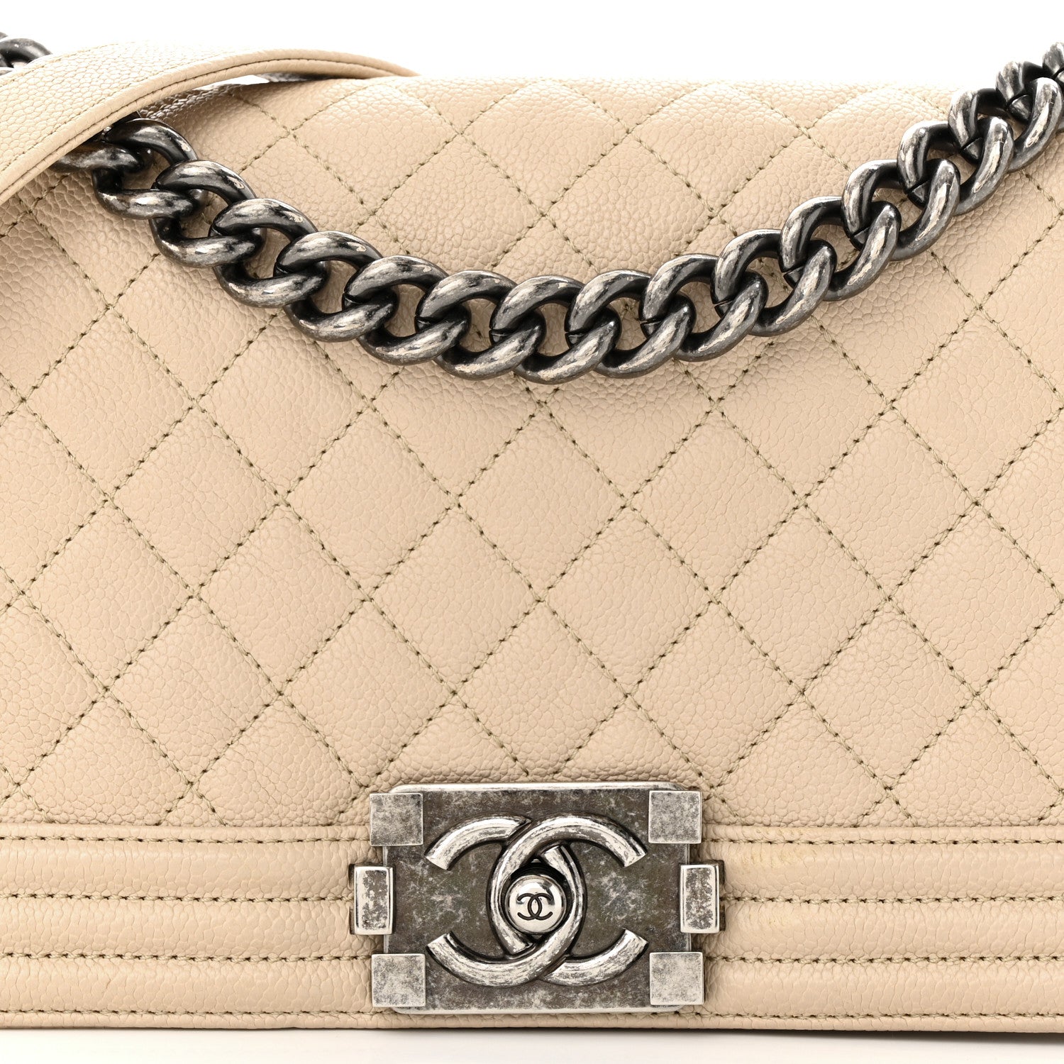 Chanel Caviar Quilted Medium Boy Flap Beige Clair 8 of 11