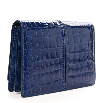 Valentino Garavani Alligator Flap Clutch Blue 3 of 11
