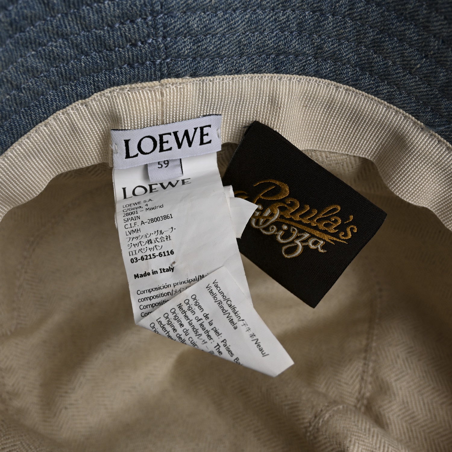Loewe X PAULA'S IBIZA Denim Frayed Fisherman Bucket Hat 59 Blue