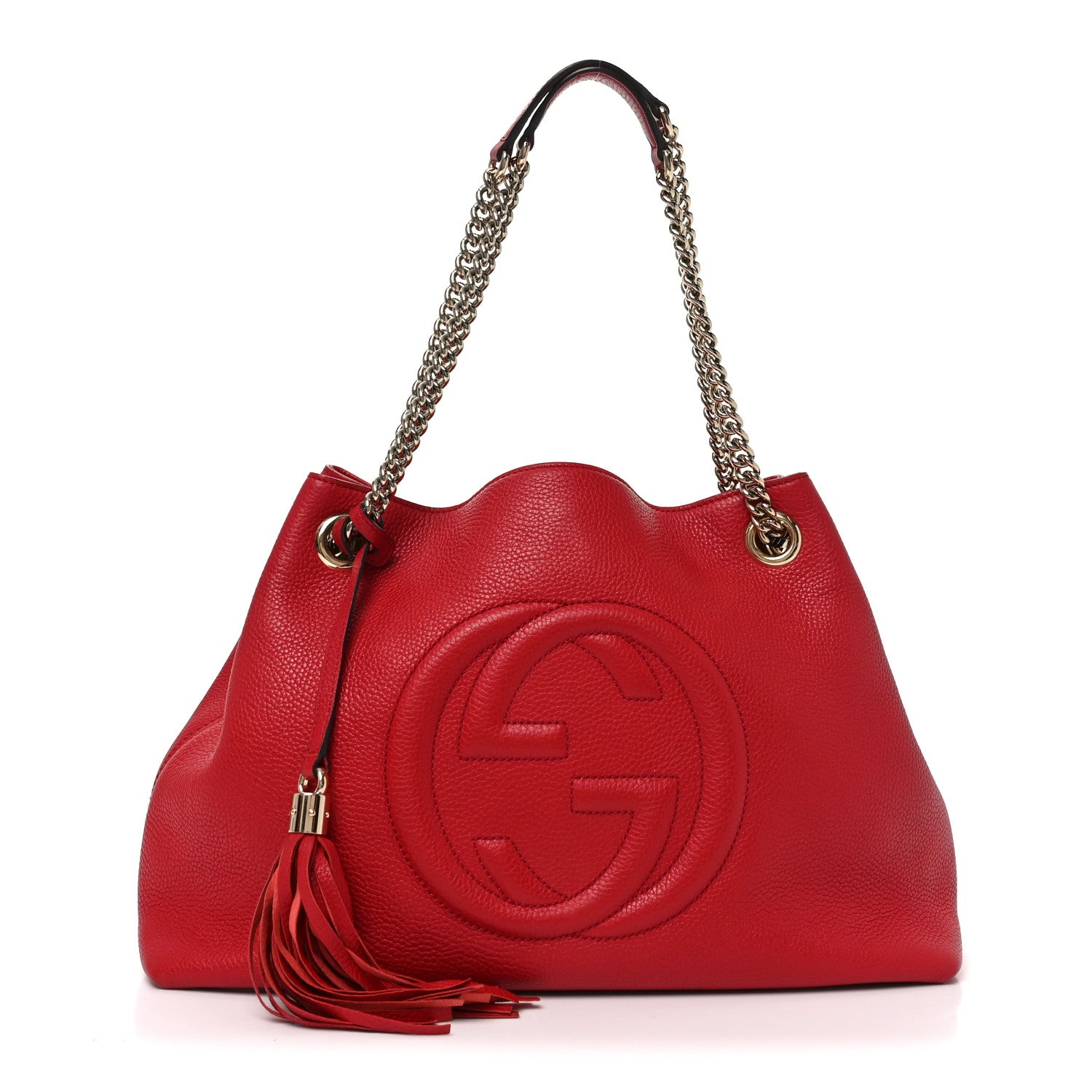 Gucci Pebbled Calfskin Medium Soho Chain Shoulder Bag Tabasco Red 1 of 10