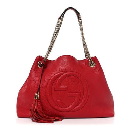 Gucci Pebbled Calfskin Medium Soho Chain Shoulder Bag Tabasco Red 1 of 10