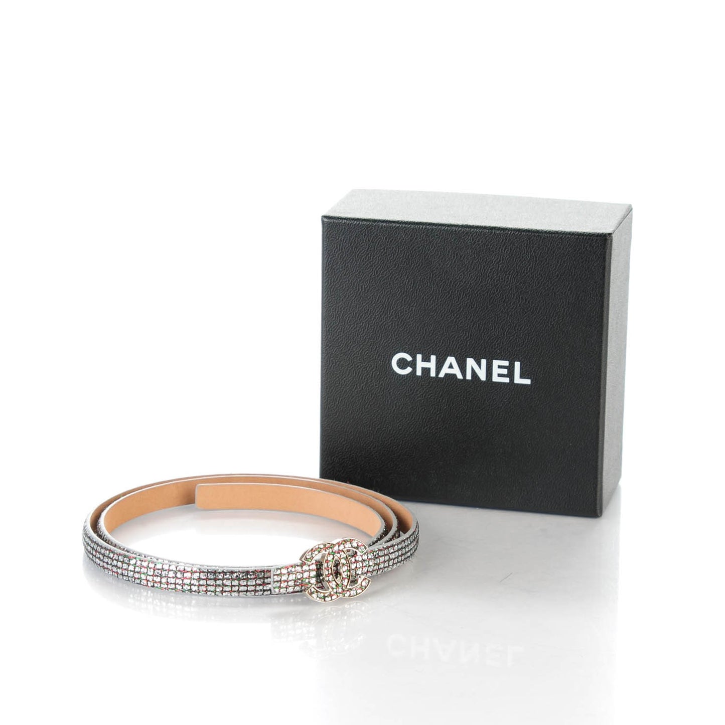 Glitter Skinny CC Belt 75 30 Silver Multicolor