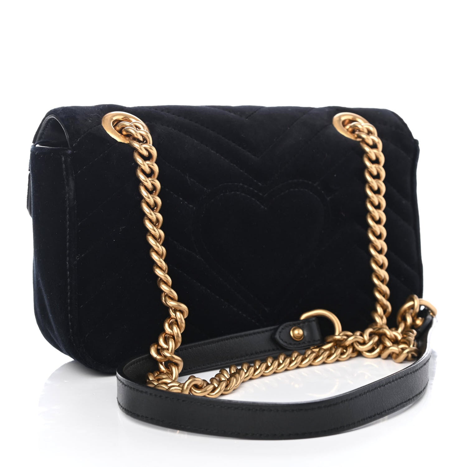 Gucci Velvet Matelasse Mini GG Marmont Shoulder Bag Black 2 of 4
