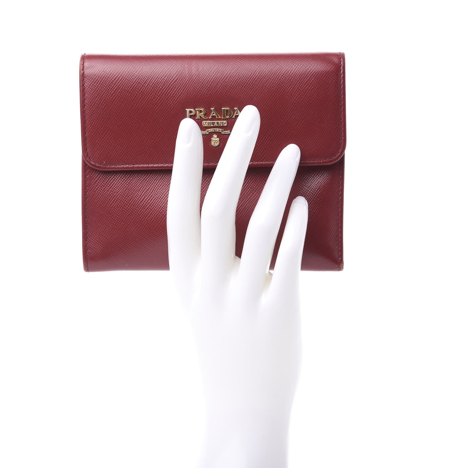 Prada Saffiano Metal Flap Wallet Fuoco 2 of 11