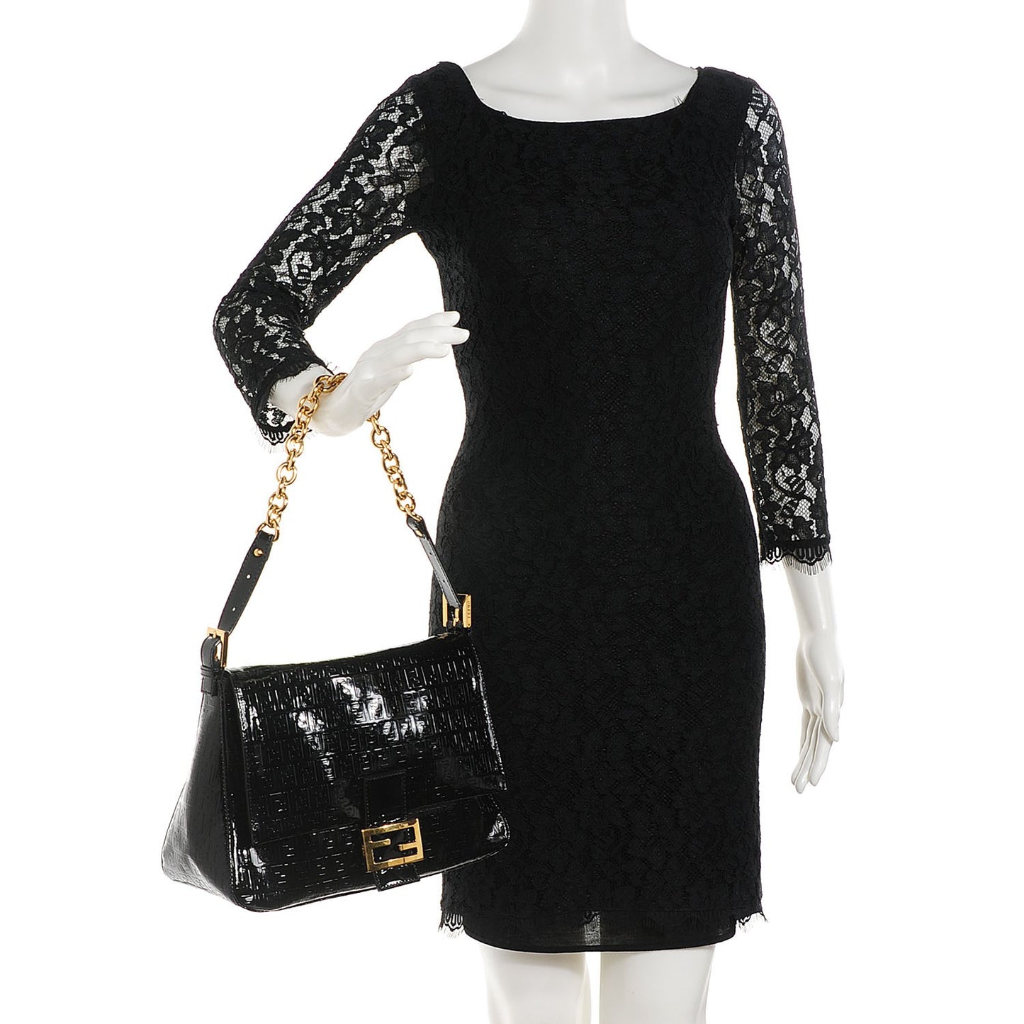 Patent FF Embossed Forever Mama Baguette Black