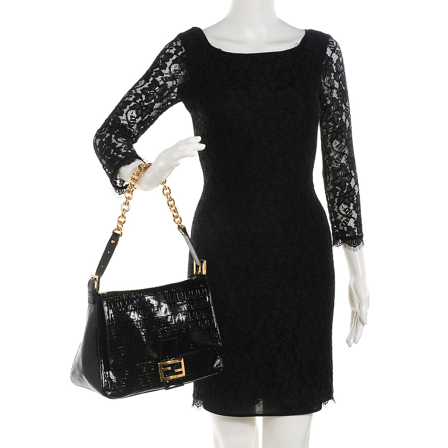 Fendi Patent FF Embossed Forever Mama Baguette Black 2 of 8