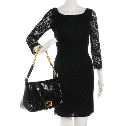 Fendi Patent FF Embossed Forever Mama Baguette Black 2 of 8