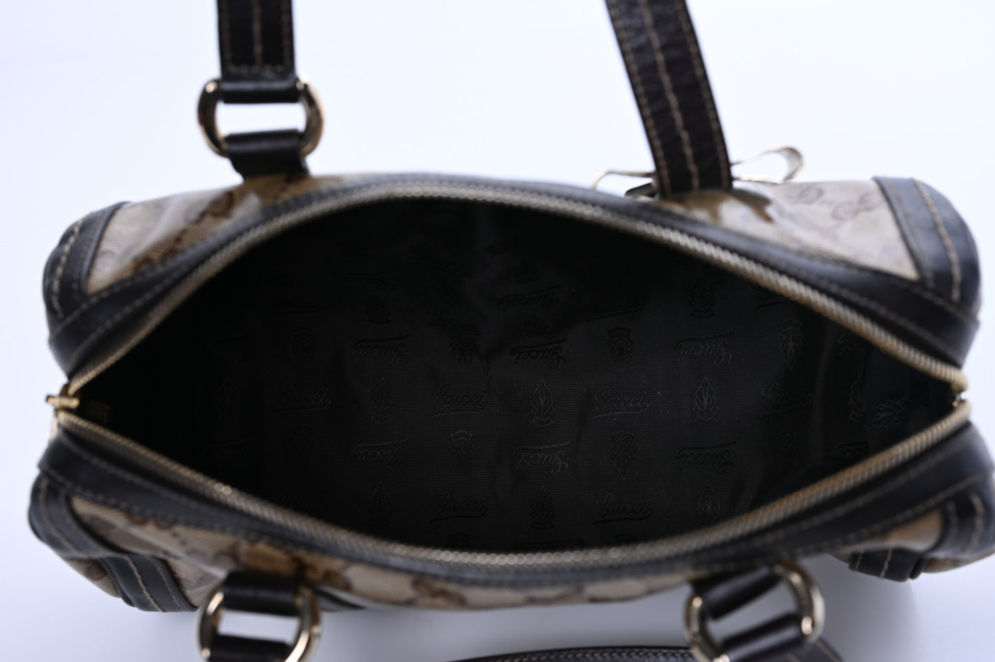 Crystal Monogram Duchessa Small Boston Bag Brown