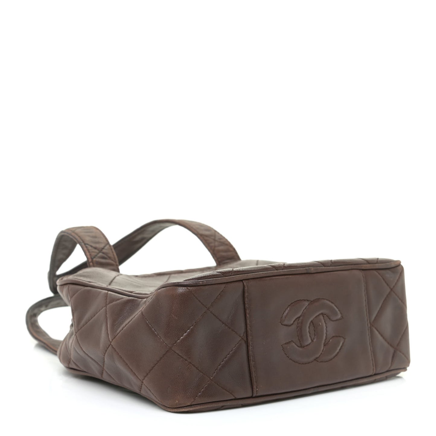 Lambskin Quilted Shoulder Bag Brown