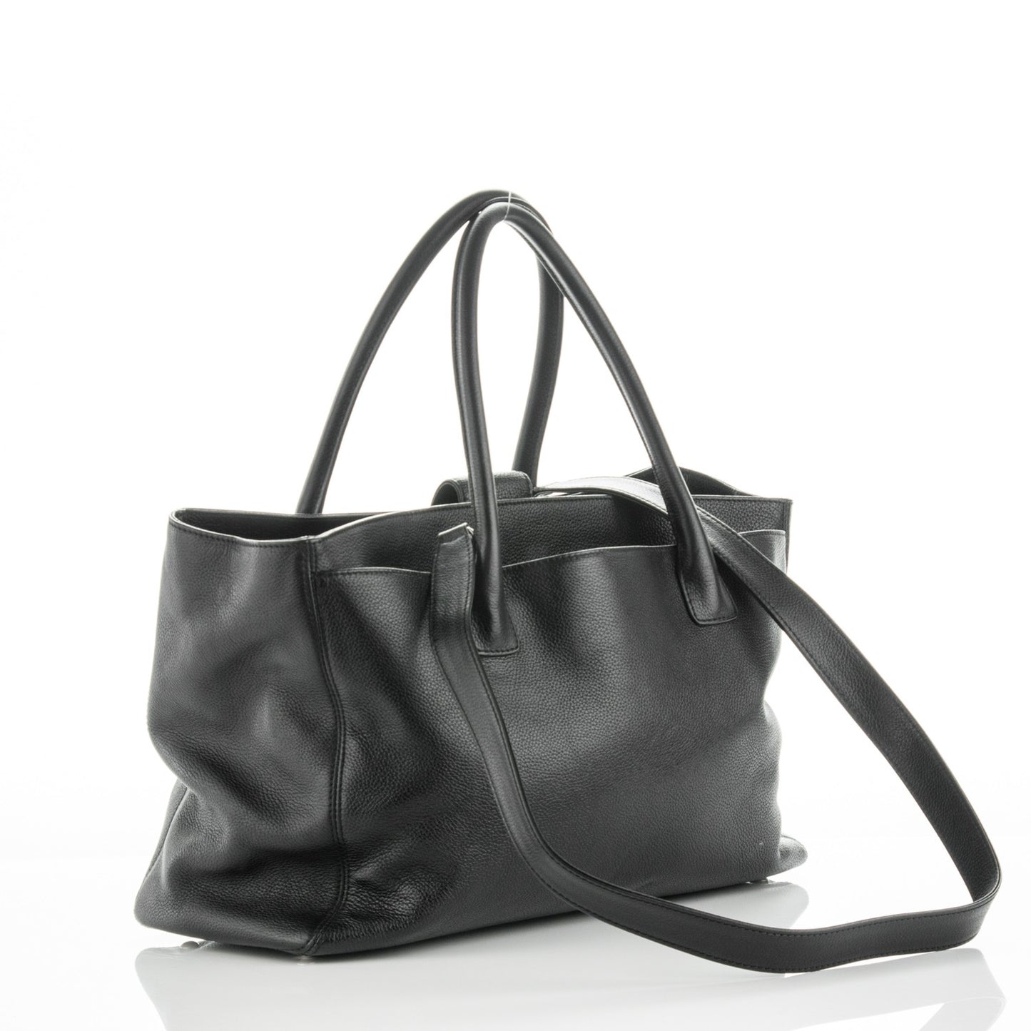 Calfskin Cerf Executive Shopper Tote Black