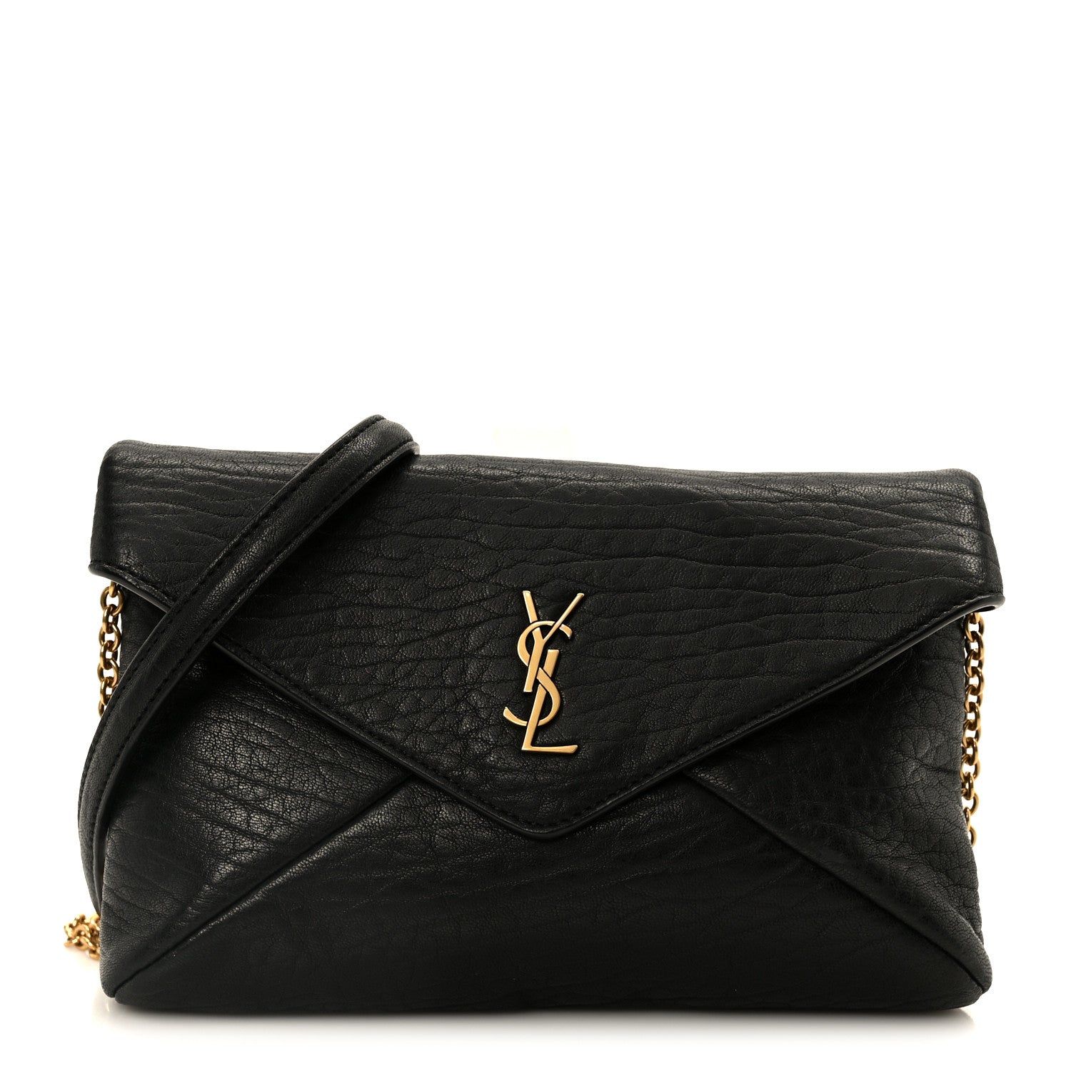 Saint Laurent Supple Lambskin Small Cassandre Chain Pouch Black 1 of 10