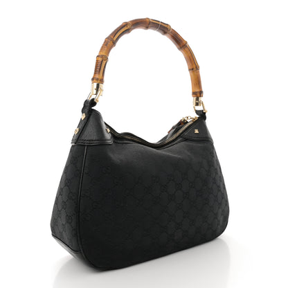 Gucci Monogram Bamboo Medium Top Handle Bag Black 3 of 11