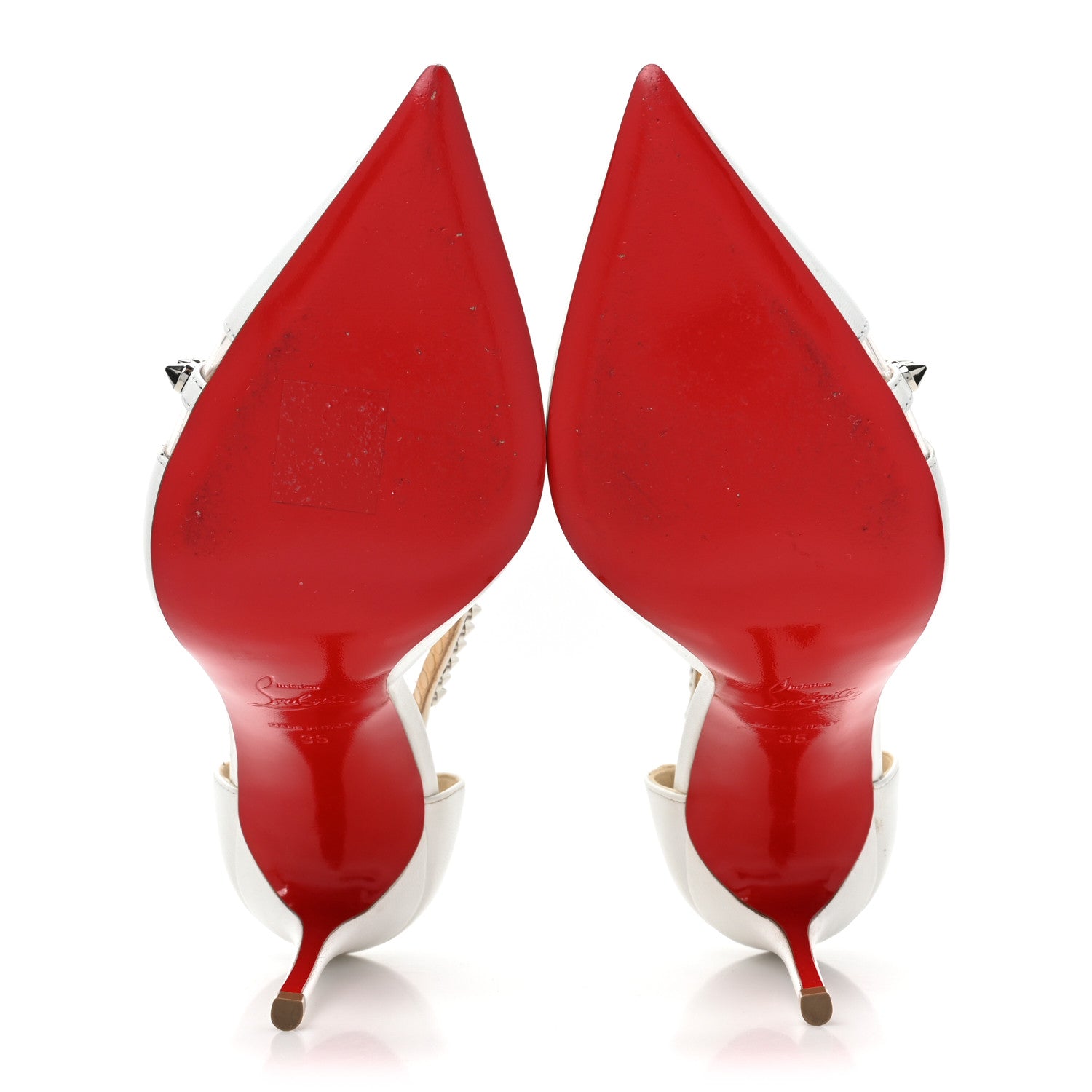 Christian Louboutin Kid PVC Spike Cross 100 Pumps 35 White Silver 5 of 17