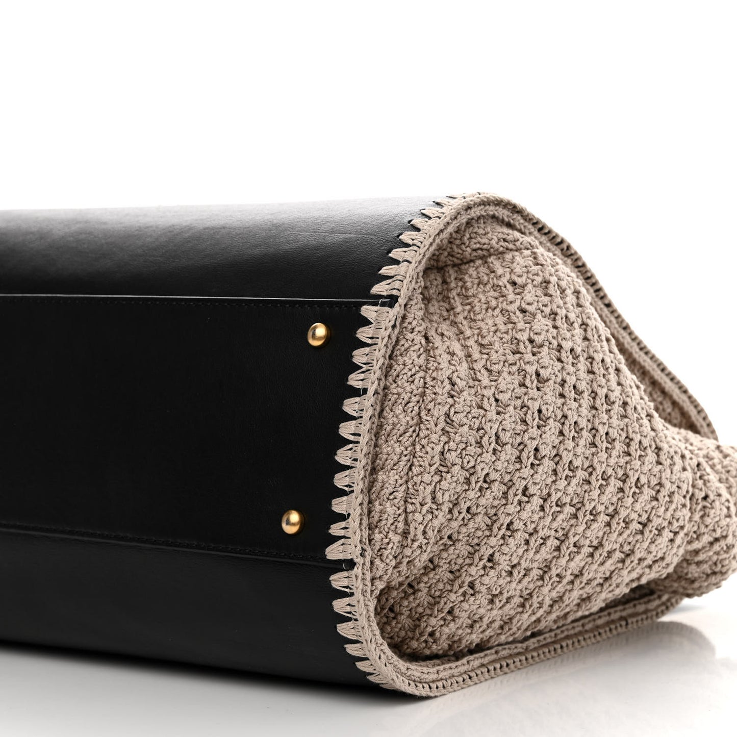 Calfskin Knit Medium Deauville Tote Black Beige