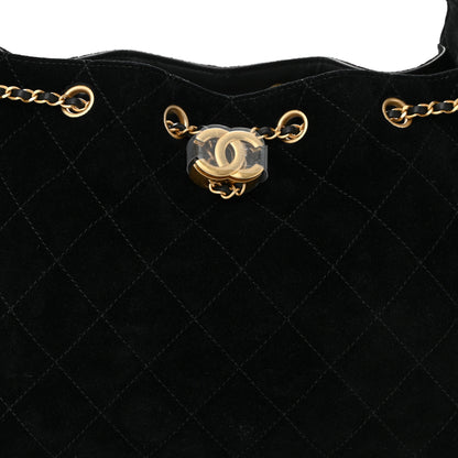 Chanel Suede Quilted Small Chanel 25 Handbag Black 8 of 11