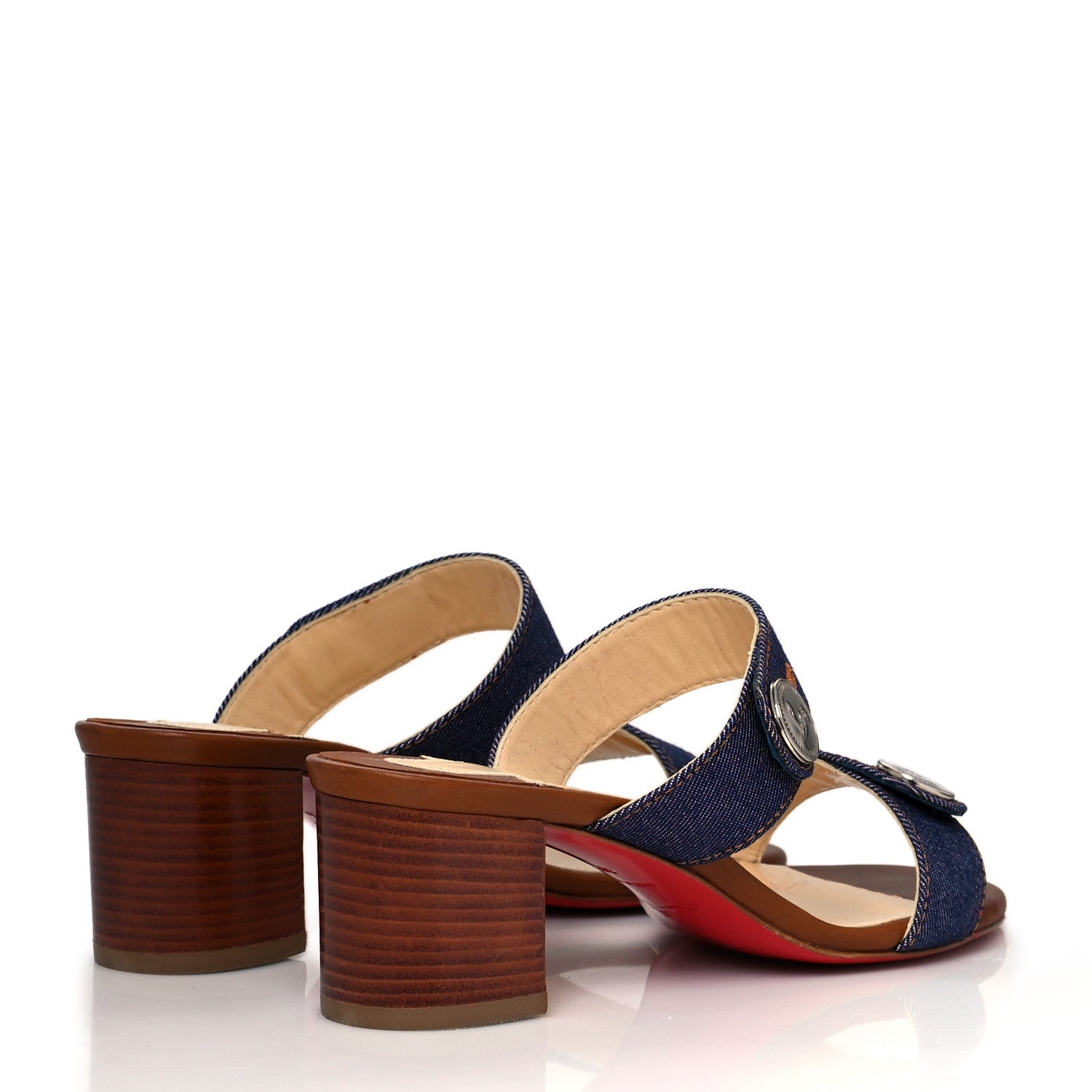 Christian Louboutin Denim Calfskin Sandenim Double Strap Sandal 36.5 Blue 4 of 7