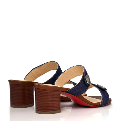 Christian Louboutin Denim Calfskin Sandenim Double Strap Sandal 36.5 Blue 4 of 7