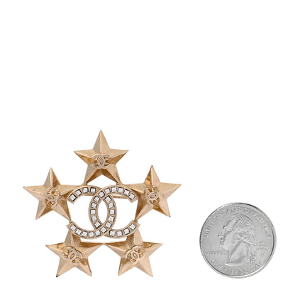 Chanel Baguette Crystal CC Star Brooch Gold 2 of 5