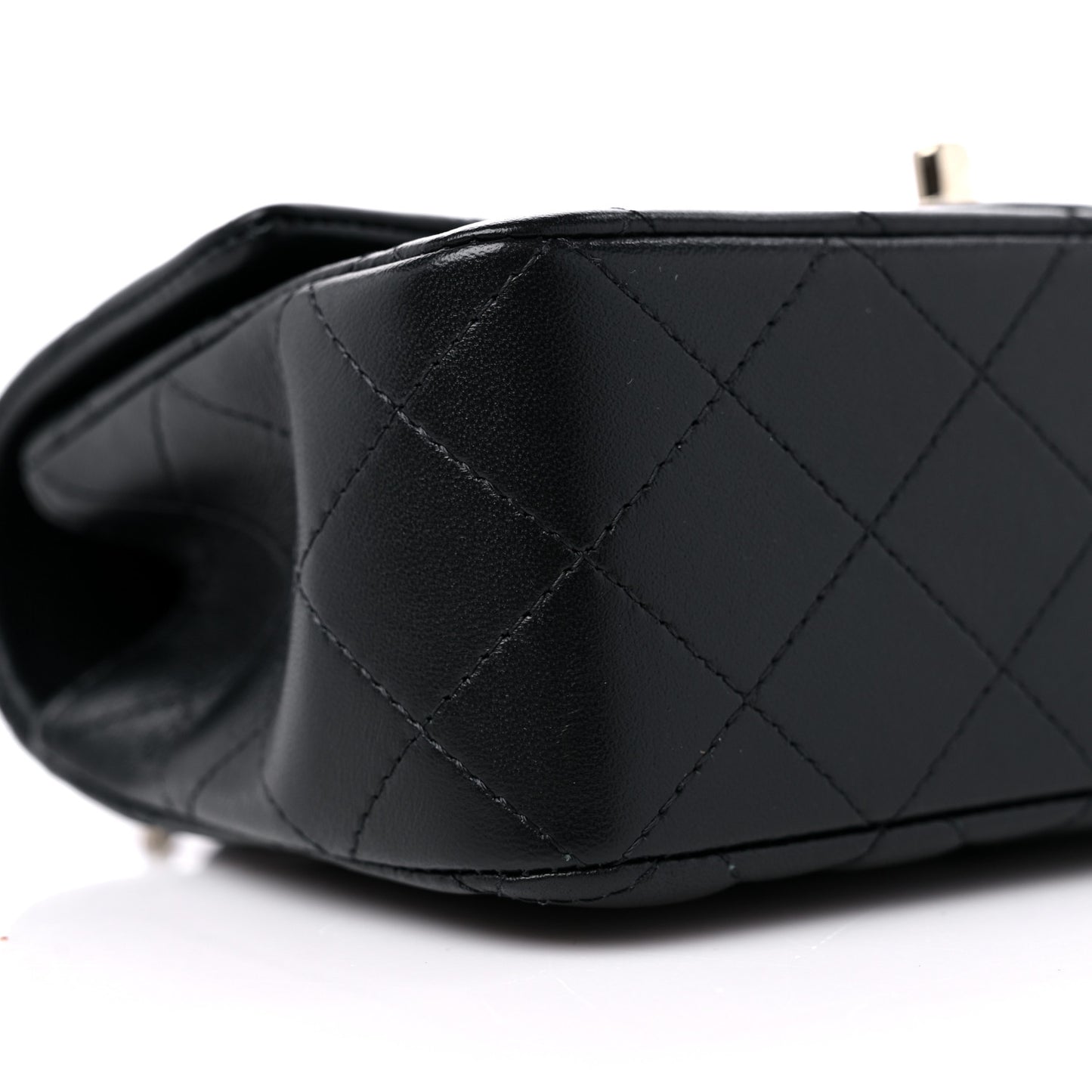 Lambskin Quilted Mini Top Handle Rectangular Flap Black