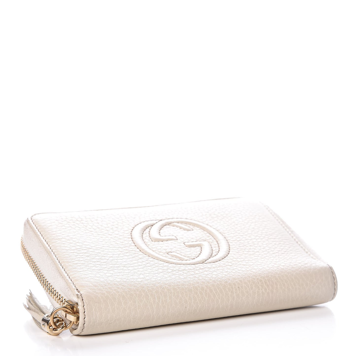 Pebbled Calfskin Medium Soho Zip Around Wallet Off White
