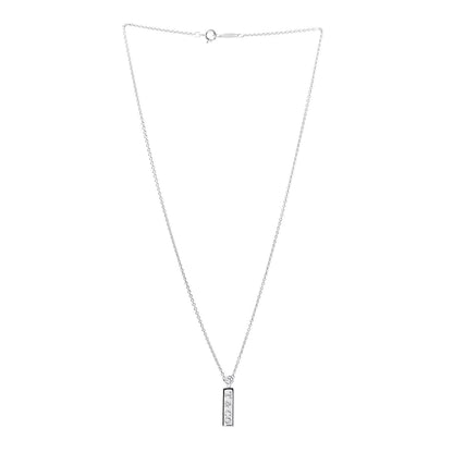 Tiffany 18K White Gold Diamond Bar Pendant Necklace 3 of 7