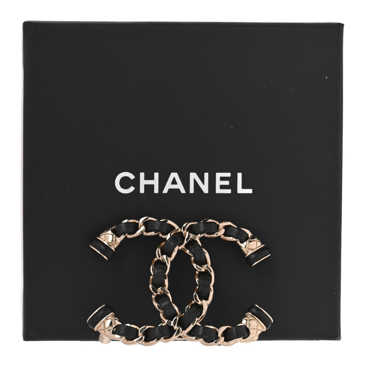 Chanel Lambskin Chain CC Brooch Black Gold 5 of 5