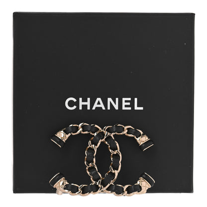 Chanel Lambskin Chain CC Brooch Black Gold 5 of 5