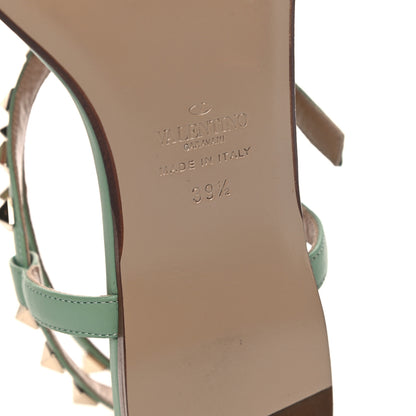 Valentino Garavani Calfskin Rockstud Ankle T-Strap Flat Sandals 39.5 Powder Green 6 of 13